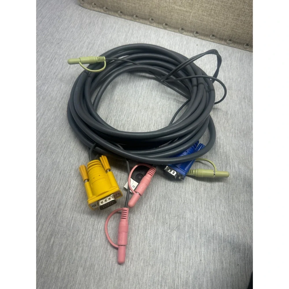 VGA USB 3.5mm Audio‎ KVM Cable Gray with Color Coded Connectors Long Extension